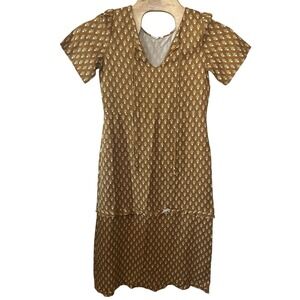 VETTA Capsule The House Convertible Midi Dress Sz Small Minimalist Gold Floral